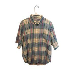 Vtg Levis Shirt Mens L Large Tartan Plaid Button Down Blue White Colorgraphs 80s